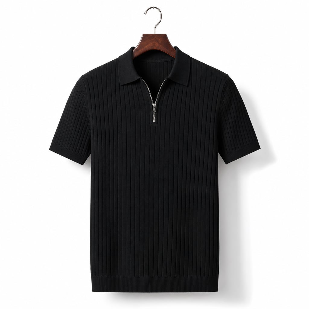 Poloshirt Strickoptik Horizontalstreifen Regular Fit – Senro
