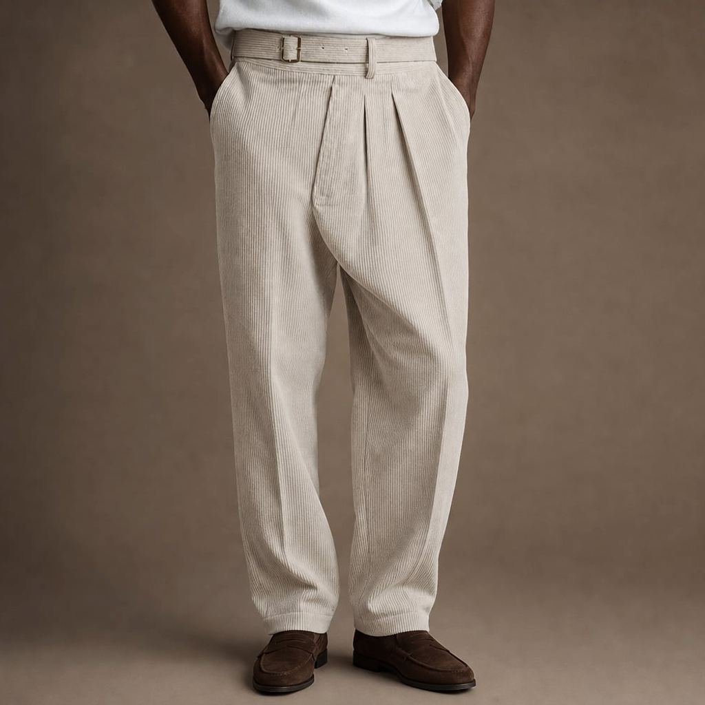 Reiner | Cord-Hose Gurkha Doppelfalte Seitenriegel-Bund