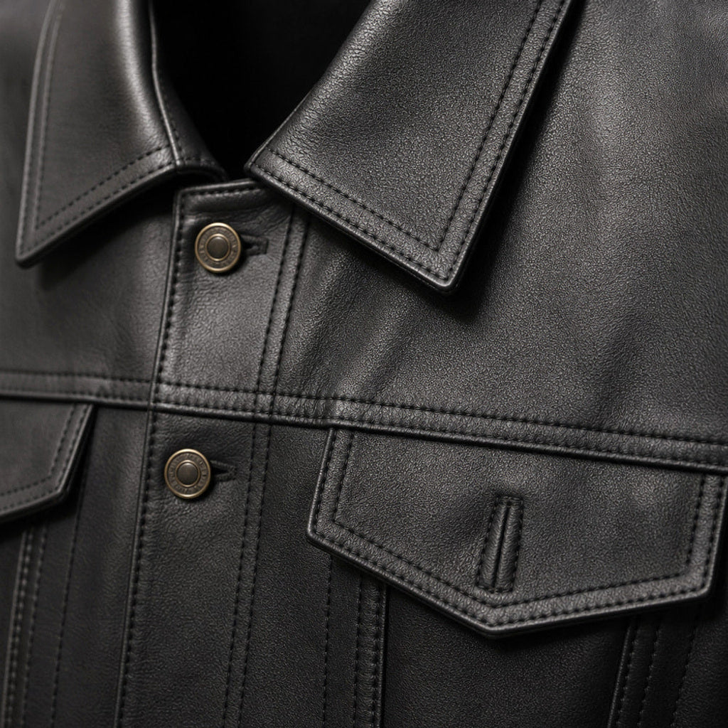 Reinholt | Lederjacke Trucker-Schnitt Schwarz