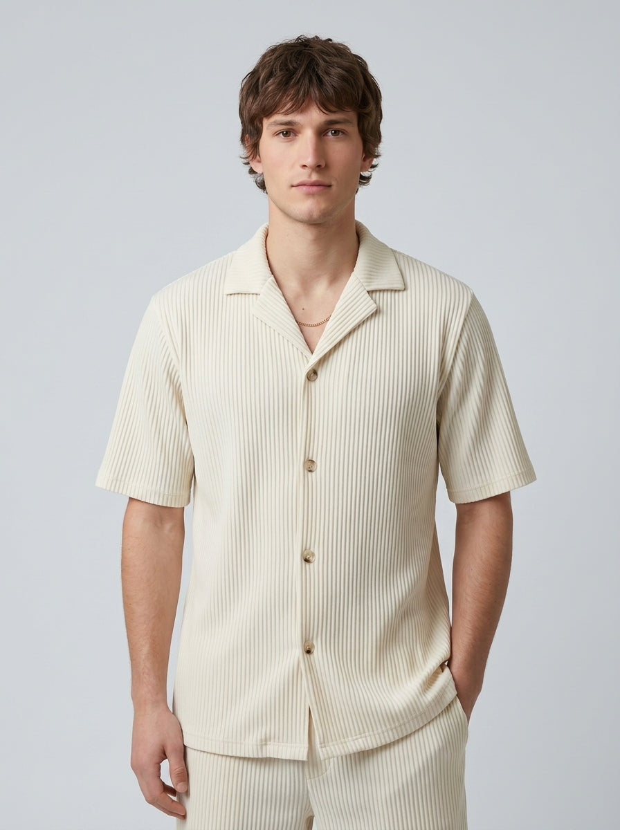 Rippstrick-Set Hemd & Shorts Regular Fit – Slate