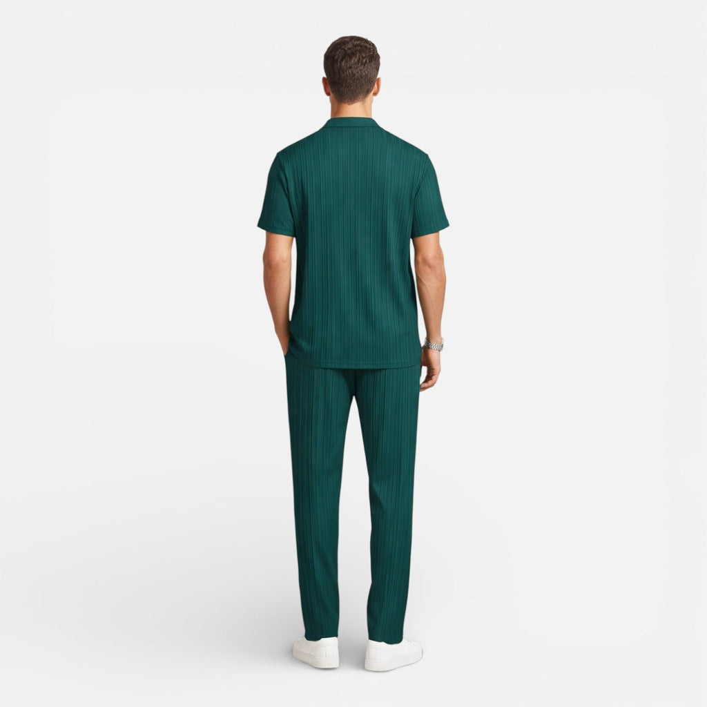 Rippstrick-Set Kurzarmhemd & Hose mit Kordelzug – Narvel