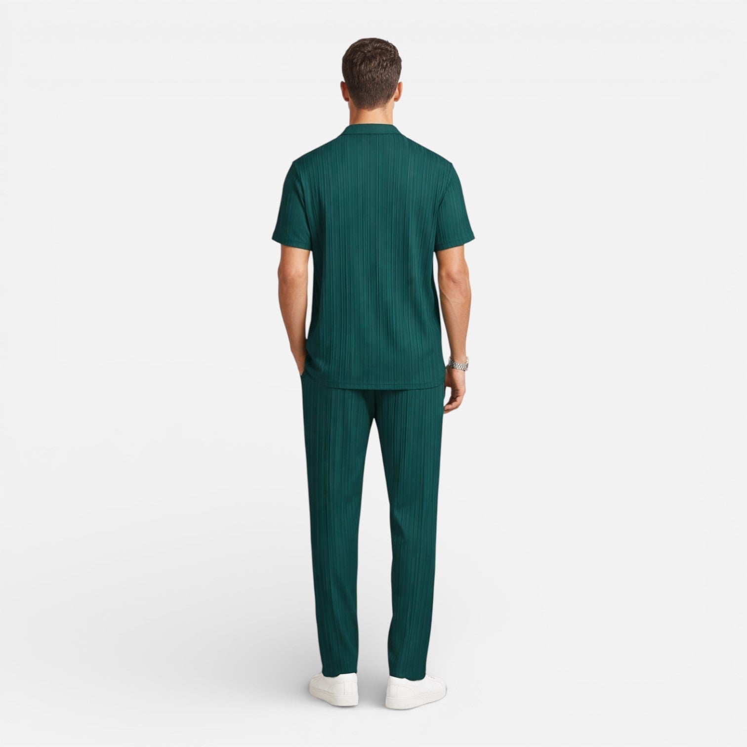 Rippstrick-Set Kurzarmhemd & Hose mit Kordelzug – Narvel