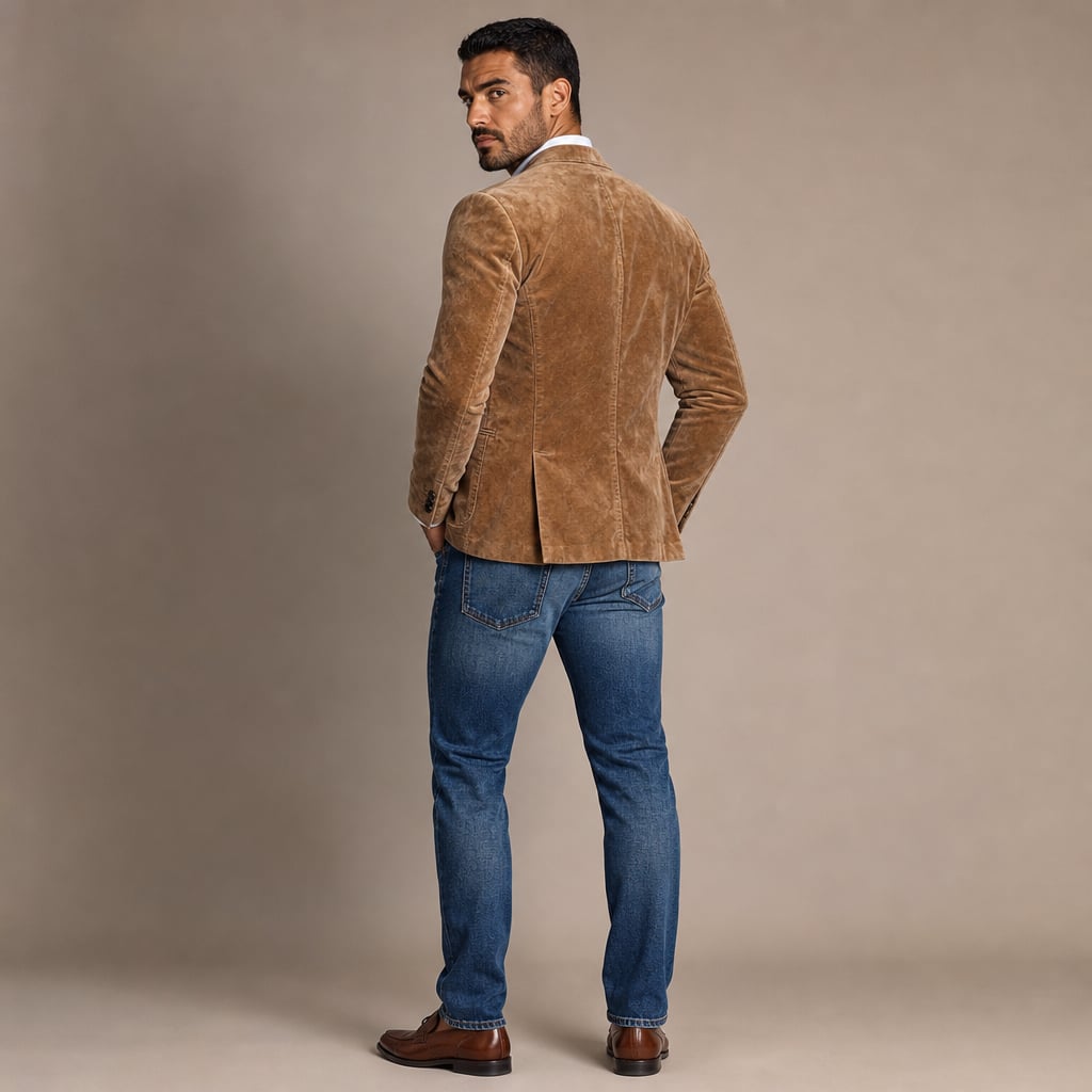 Sakko Wildleder-Optik Slim Fit Hellbraun – Pavio