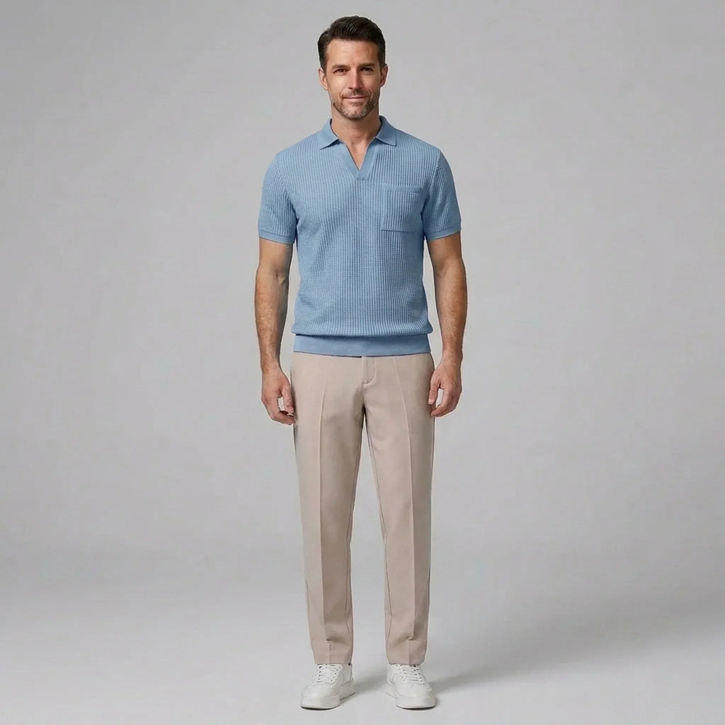 Set Waffelstrick Slim Tapered Poloshirt & Hose – Daxel