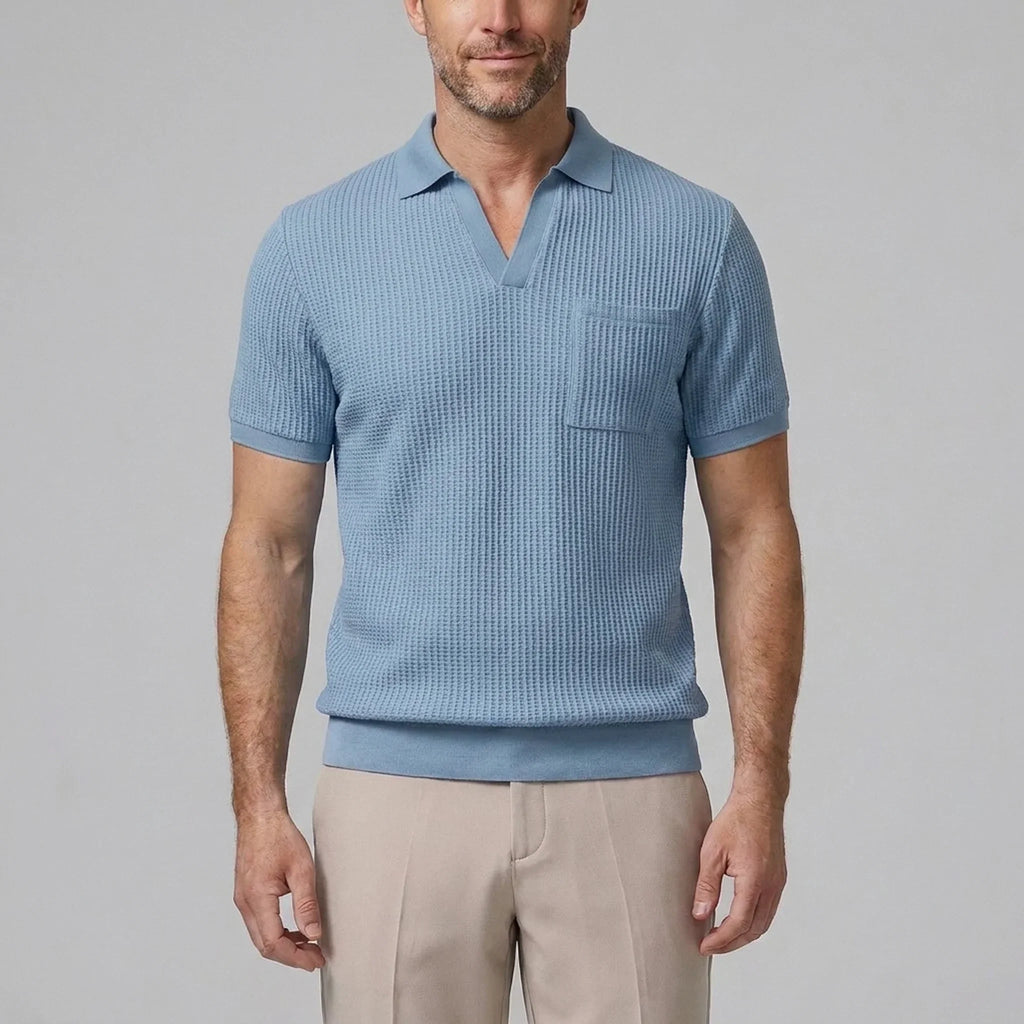 Set Waffelstrick Slim Tapered Poloshirt & Hose – Daxel