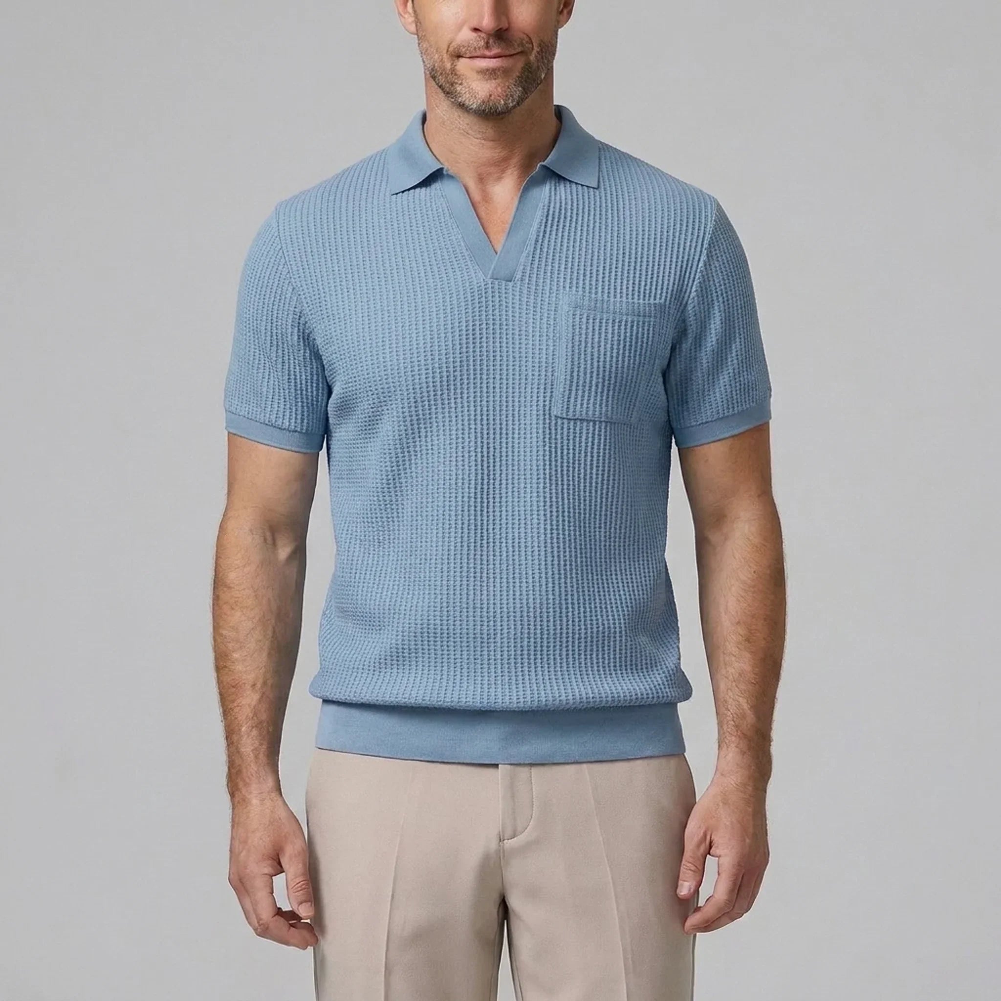 Set Waffelstrick Slim Tapered Poloshirt & Hose – Daxel