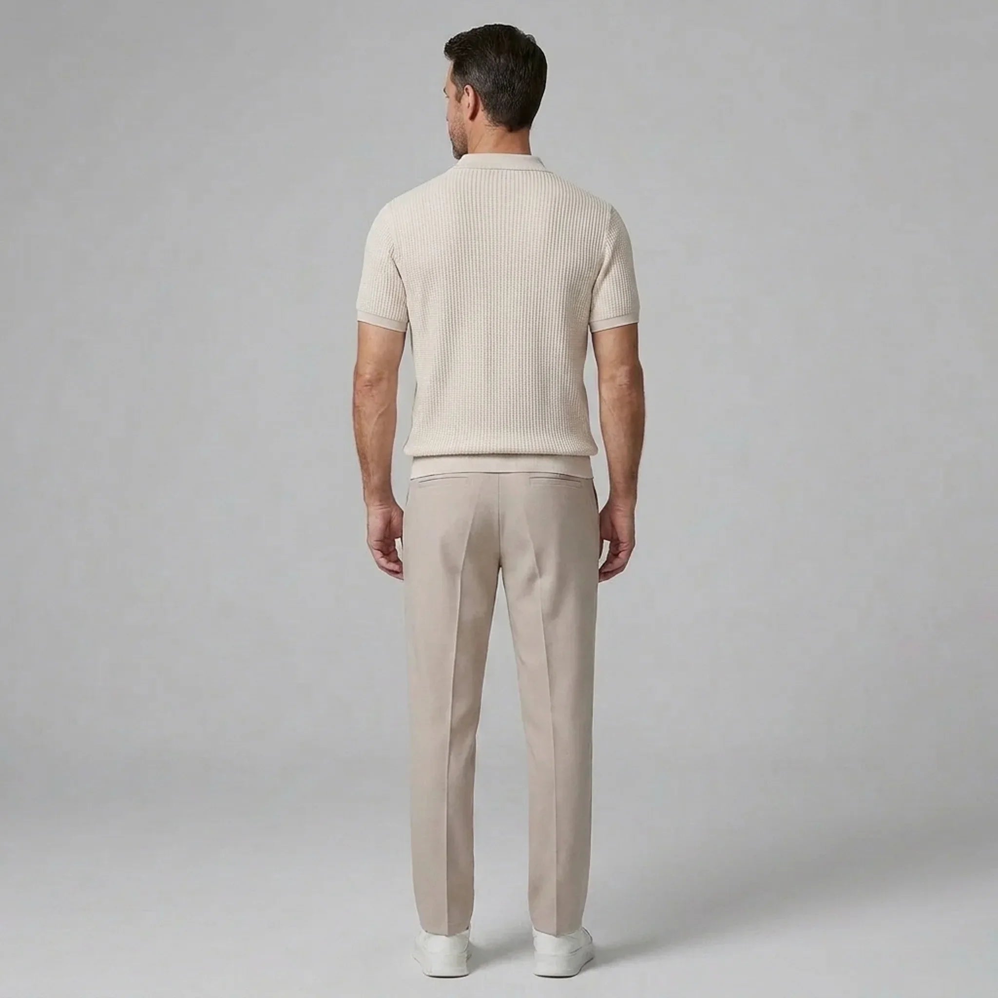 Set Waffelstrick Slim Tapered Poloshirt & Hose – Daxel
