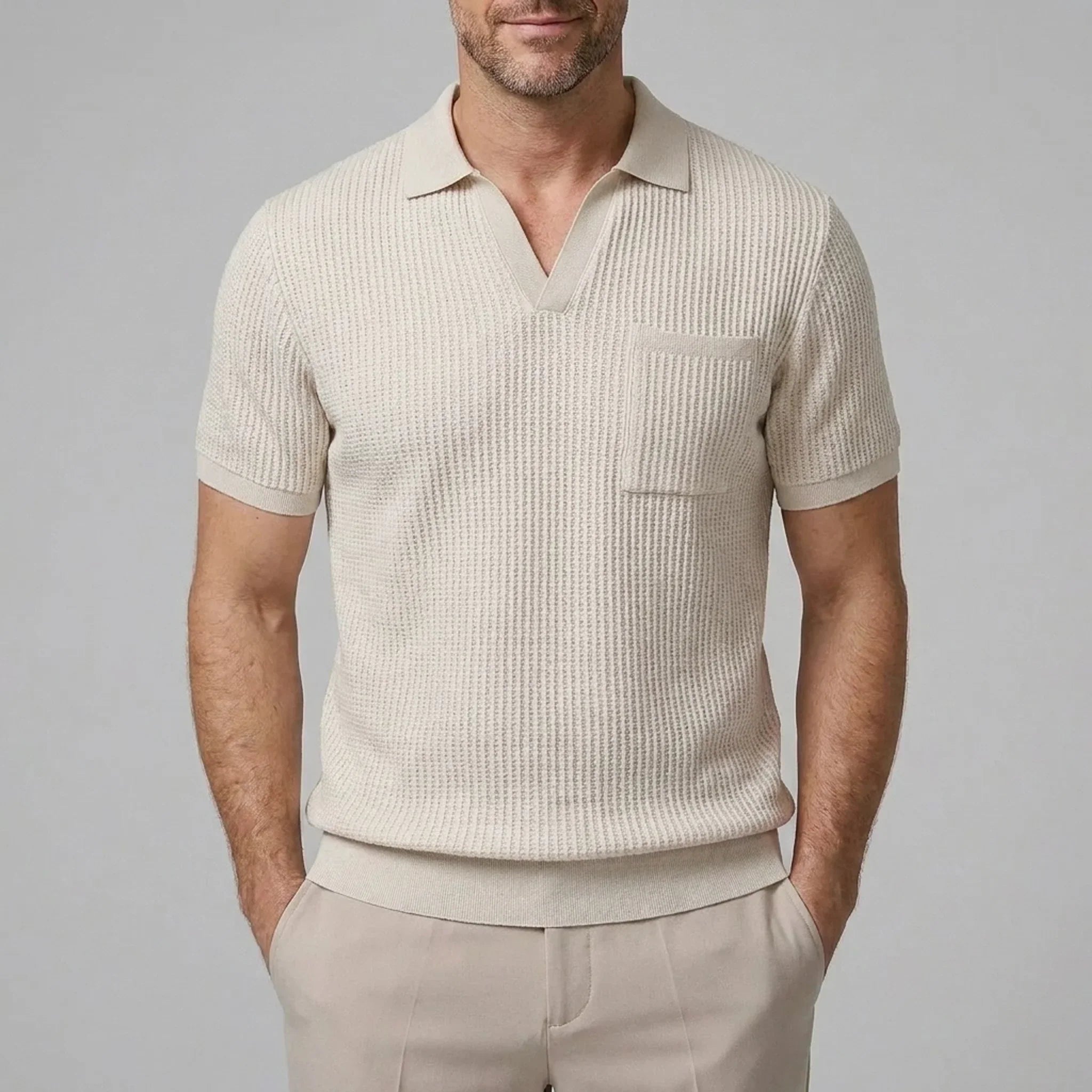 Set Waffelstrick Slim Tapered Poloshirt & Hose – Daxel