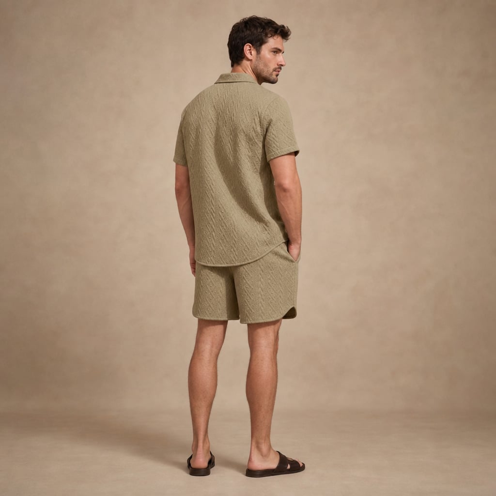 Strick-Set Camp Collar Hemd und Shorts – Dravex