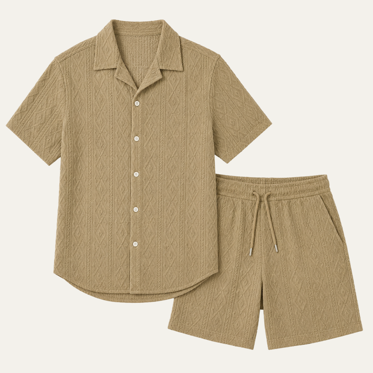 Strick-Set Camp Collar Hemd und Shorts – Dravex