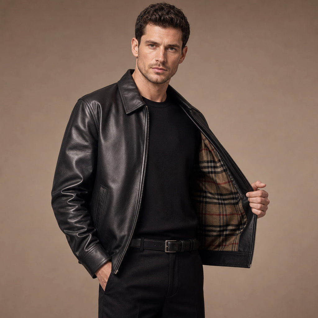 Udo | Lederjacke Harrington Schwarz
