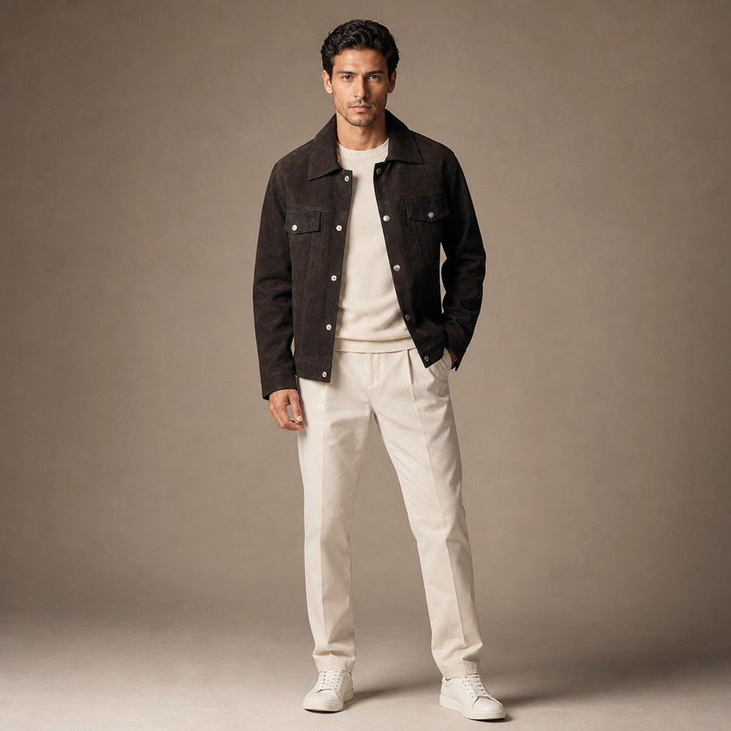 Volkram | Truckerjacke Wildleder Braun