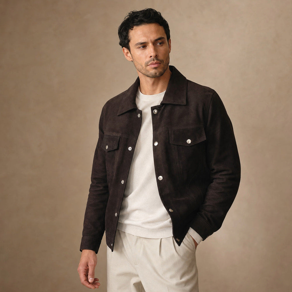 Volkram | Truckerjacke Wildleder Braun