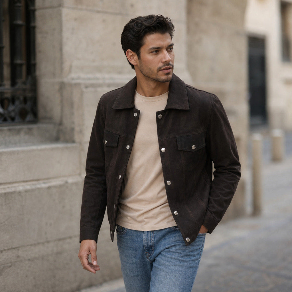 Volkram | Truckerjacke Wildleder Braun