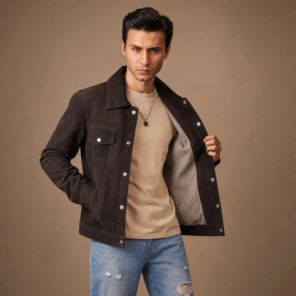 Volkram | Truckerjacke Wildleder Braun