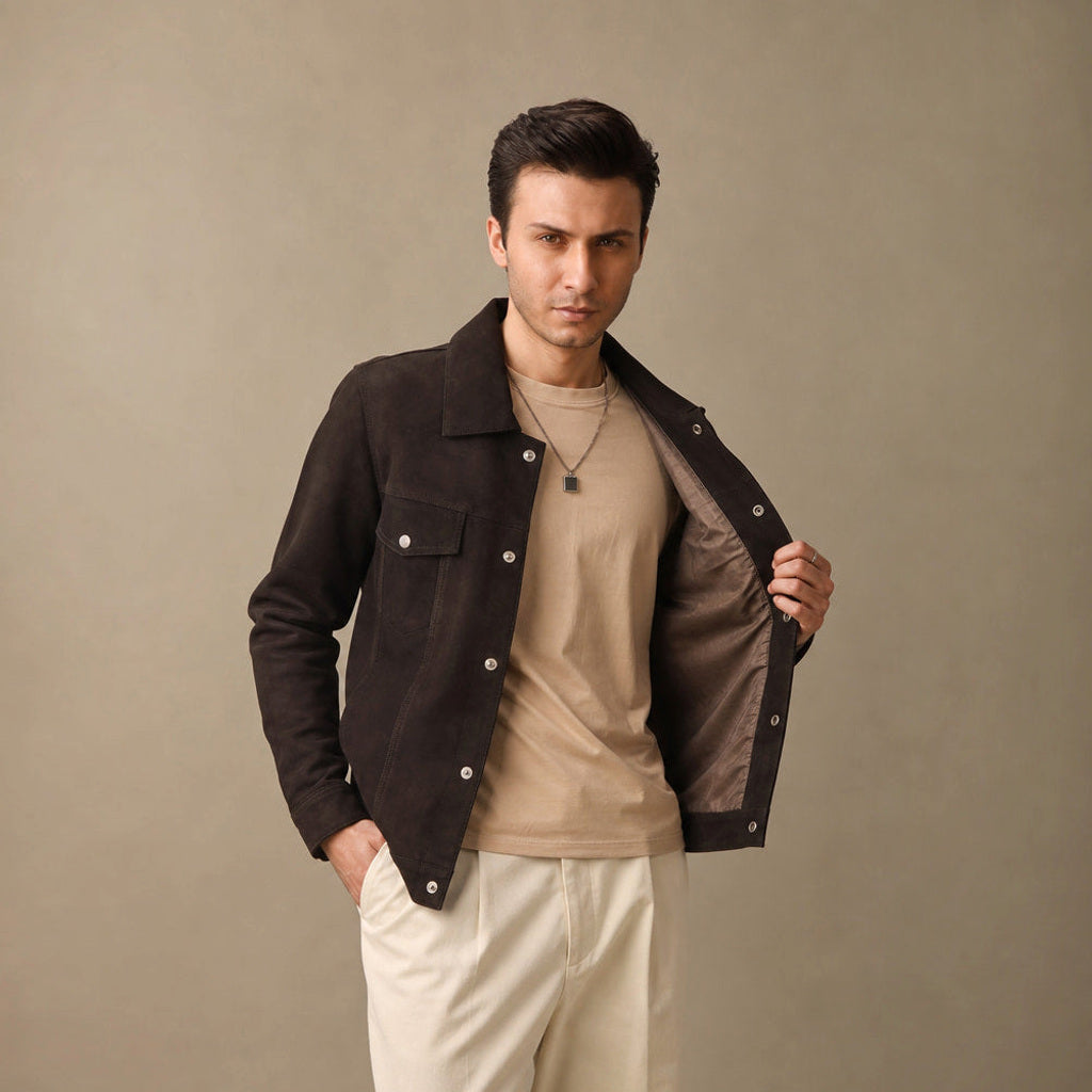 Volkram | Truckerjacke Wildleder Braun