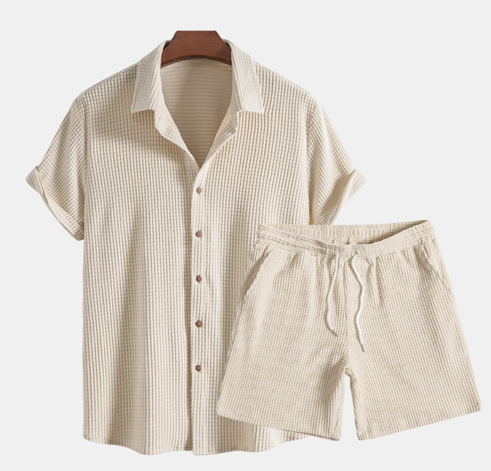 Waffelstrick-Set Kurzarm Hemd & Shorts Regular Fit – Fandro