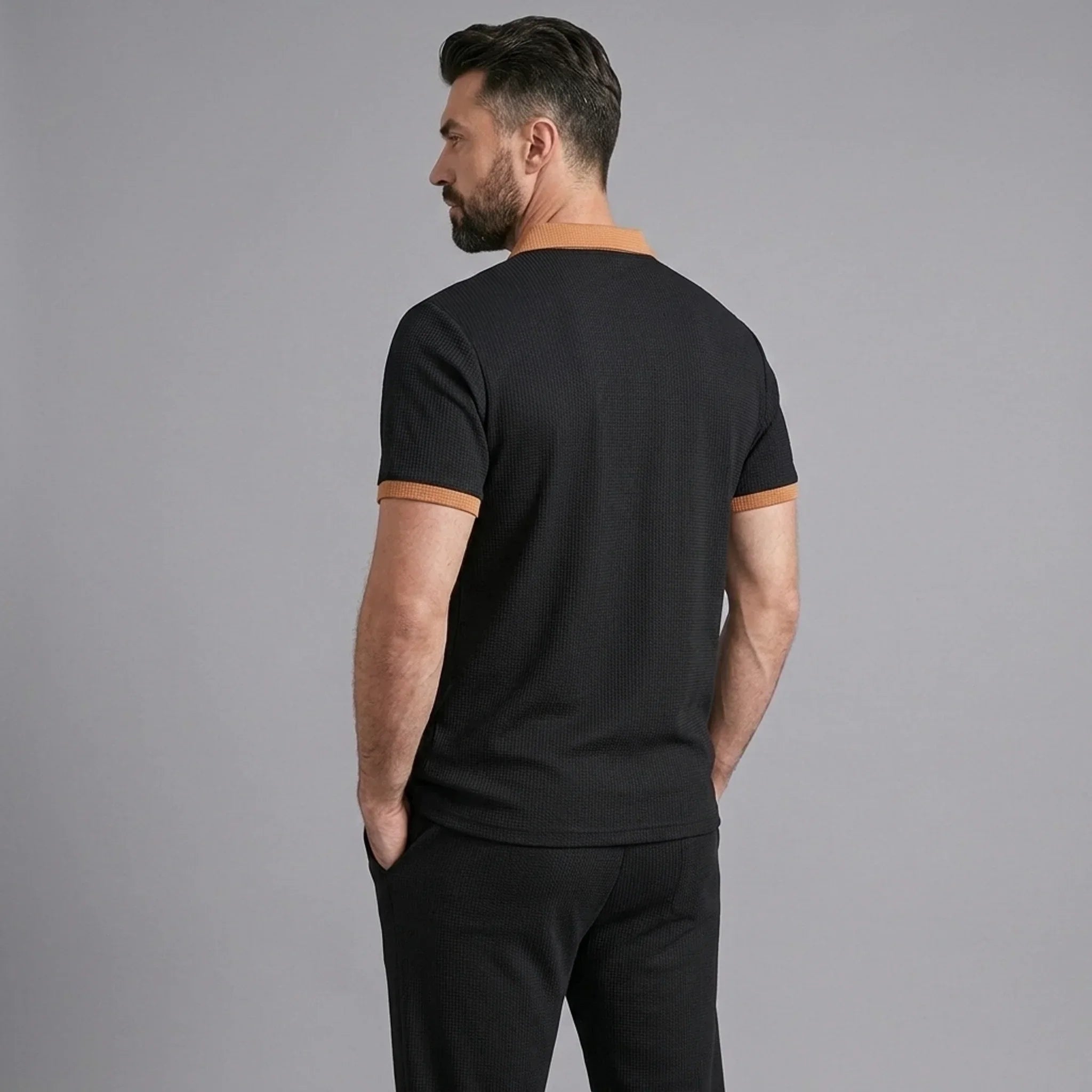 Waffelstrick-Set Poloshirt & Straight-Leg-Hose – Borten