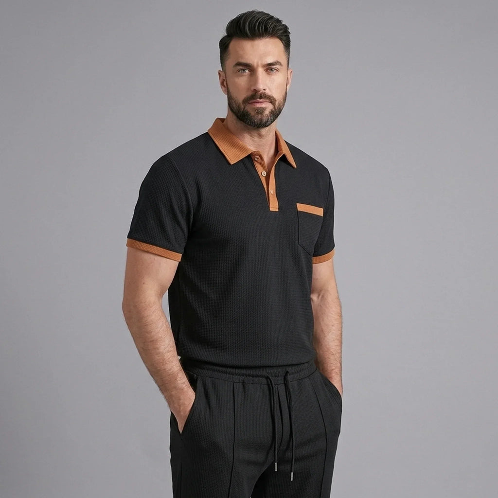 Waffelstrick-Set Poloshirt & Straight-Leg-Hose – Borten