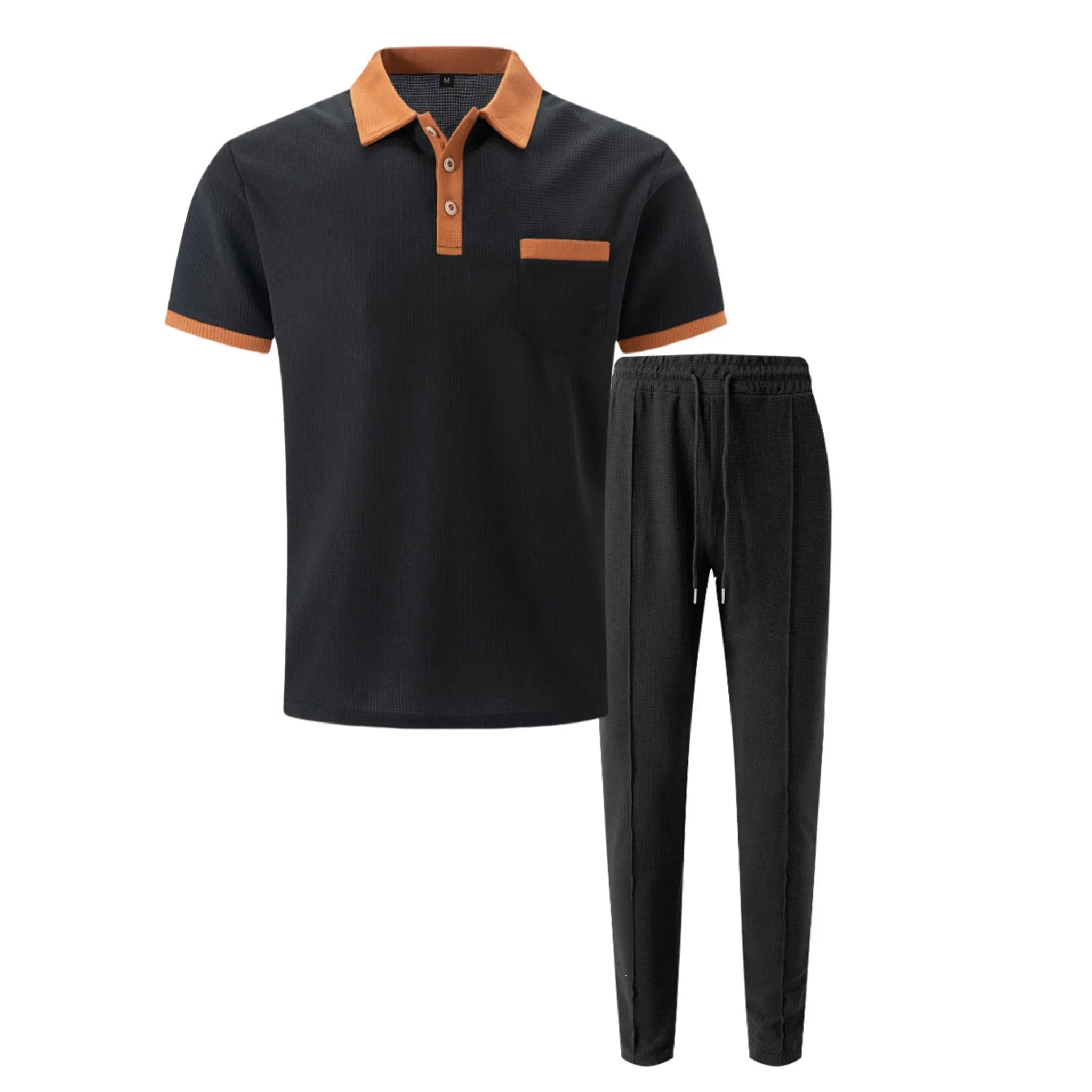 Waffelstrick-Set Poloshirt & Straight-Leg-Hose – Borten