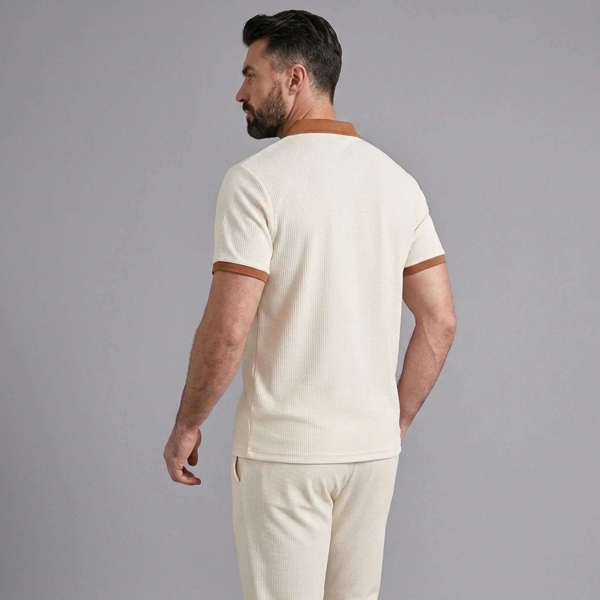 Waffelstrick-Set Poloshirt & Straight-Leg-Hose – Borten