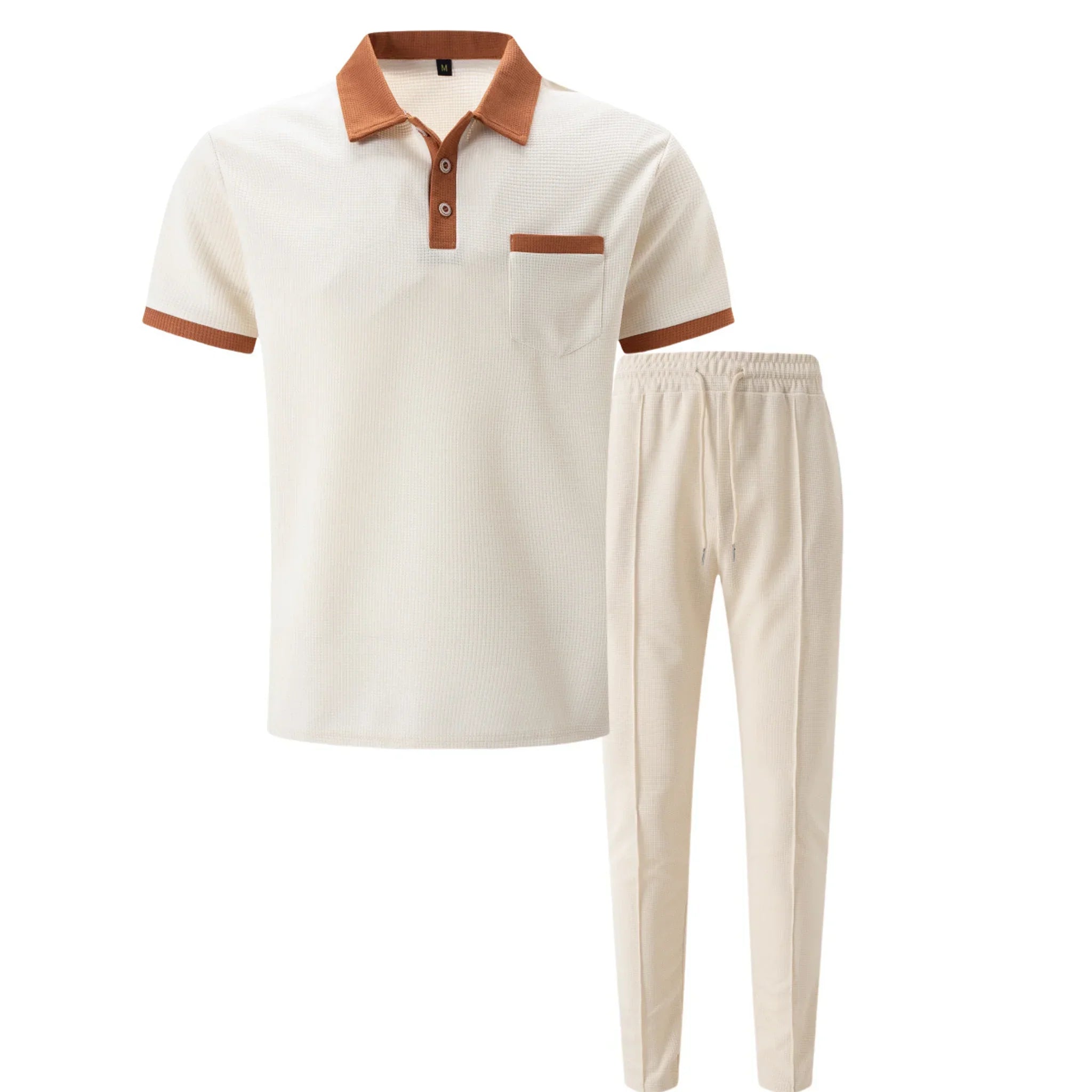 Waffelstrick-Set Poloshirt & Straight-Leg-Hose – Borten