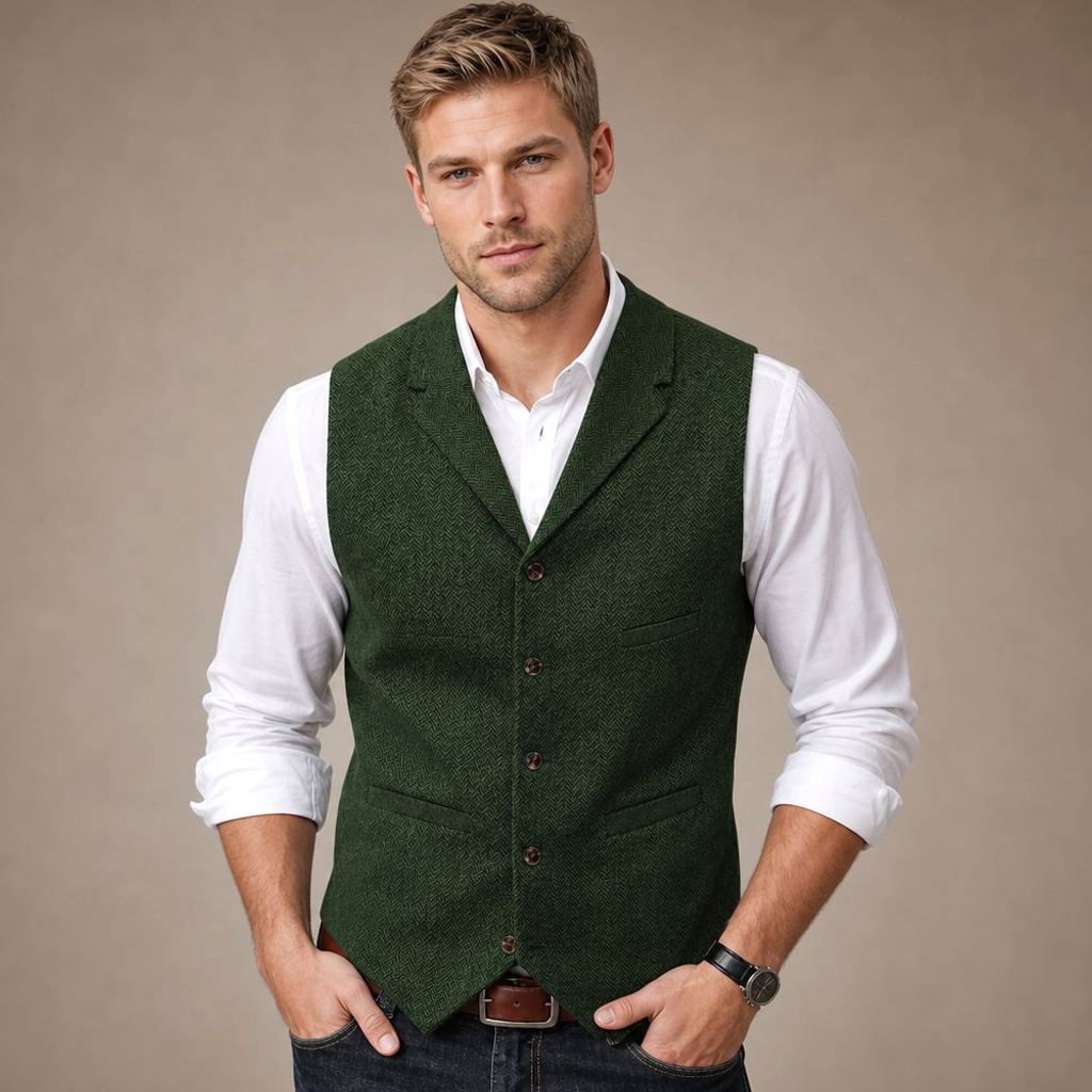 Weste Fischgrat-Tweed Strukturgewebe – David