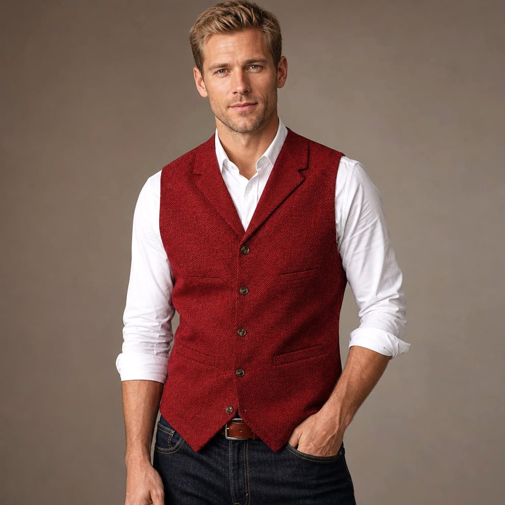 Weste Fischgrat-Tweed Strukturgewebe – David