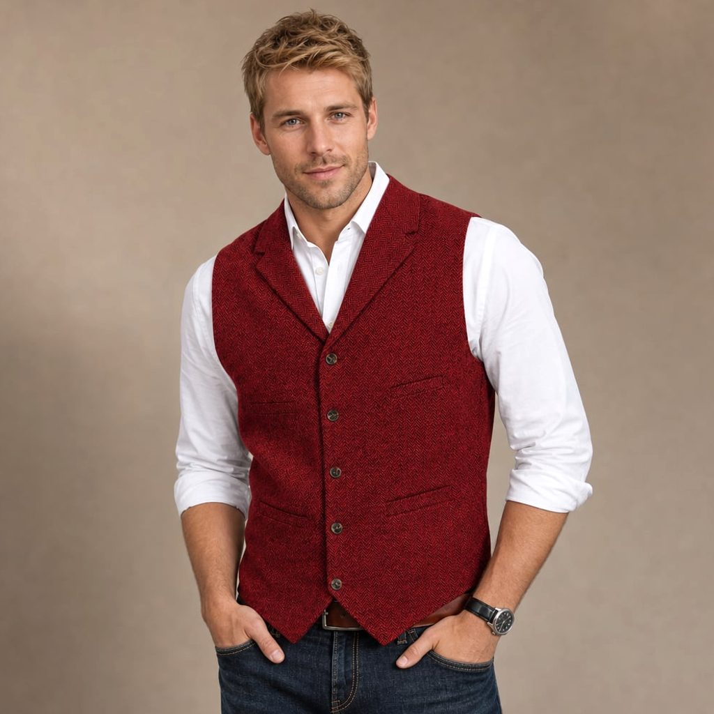Weste Fischgrat-Tweed Strukturgewebe – David