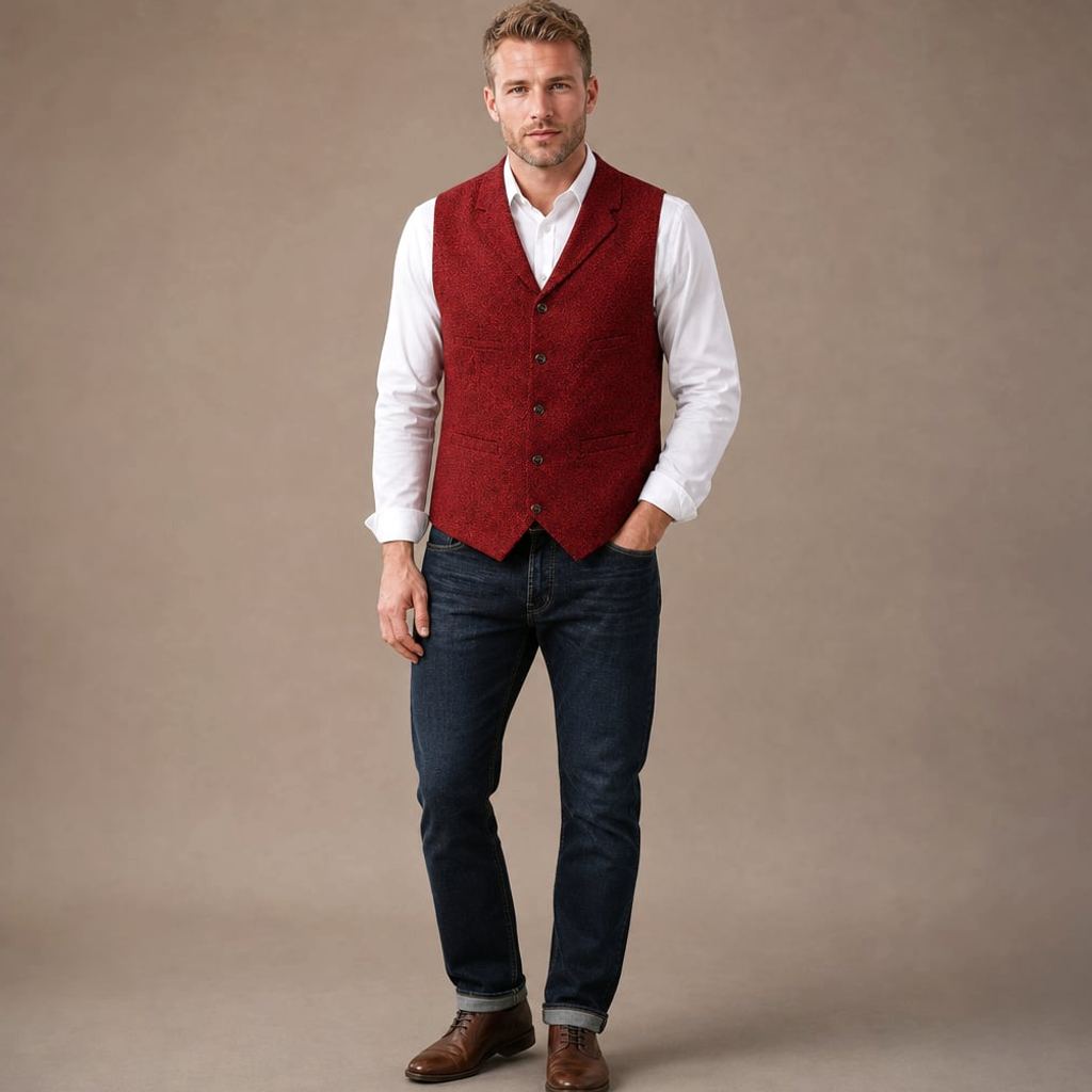 Weste Fischgrat-Tweed Strukturgewebe – David