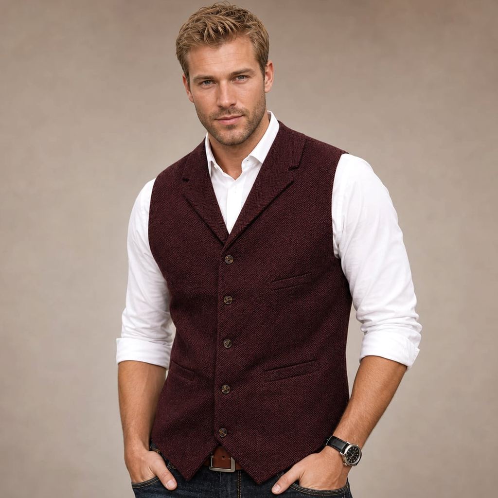 Weste Fischgrat-Tweed Strukturgewebe – David