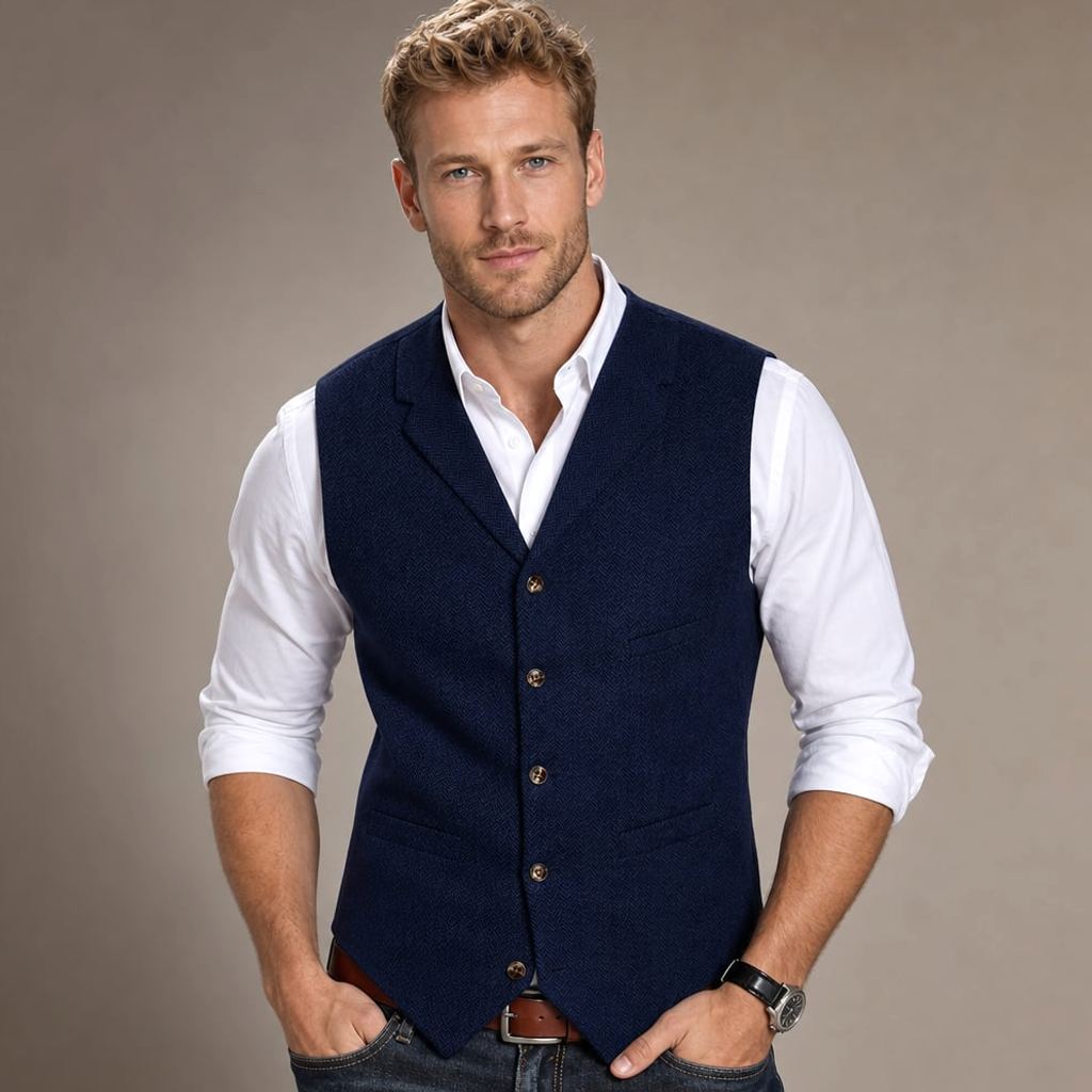 Weste Fischgrat-Tweed Strukturgewebe – David