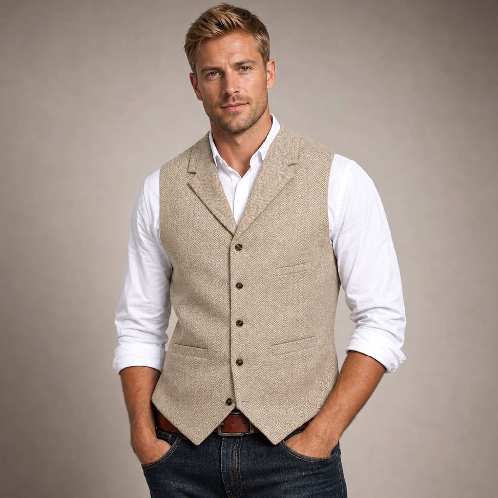 Weste Fischgrat-Tweed Strukturgewebe – David