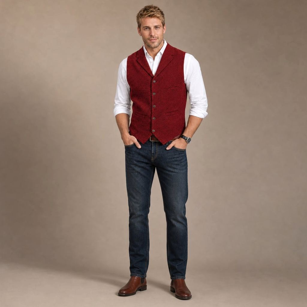 Weste Fischgrat-Tweed Strukturgewebe – David