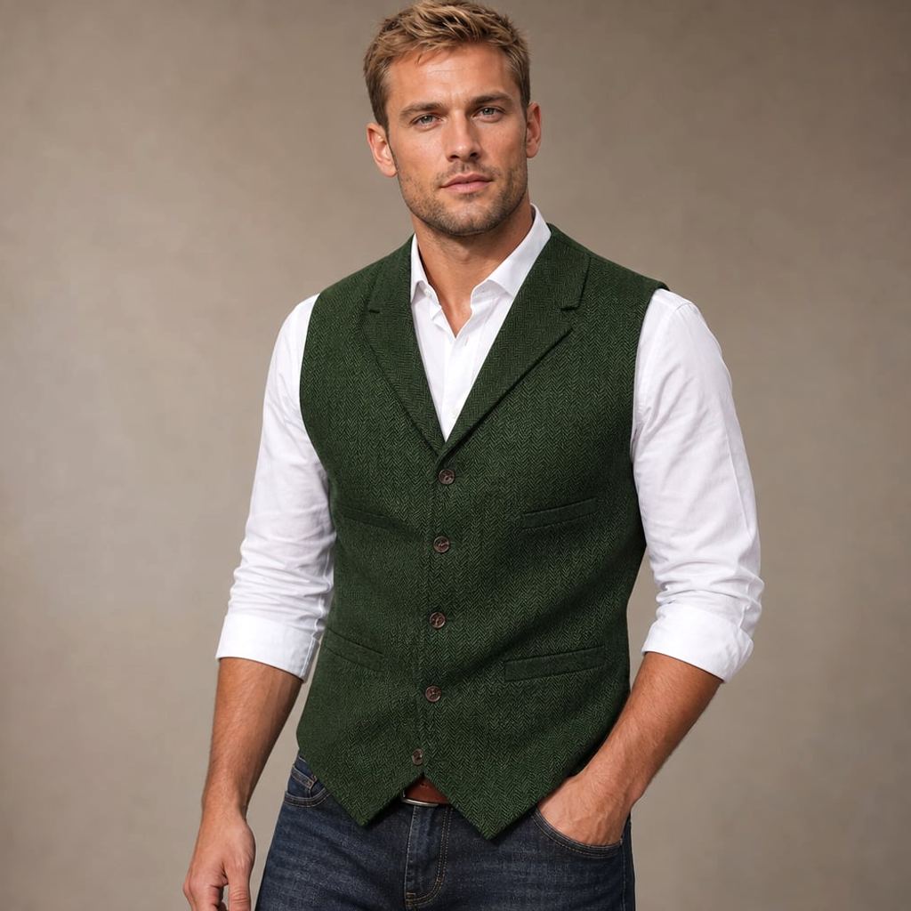 Weste Fischgrat-Tweed Strukturgewebe – David