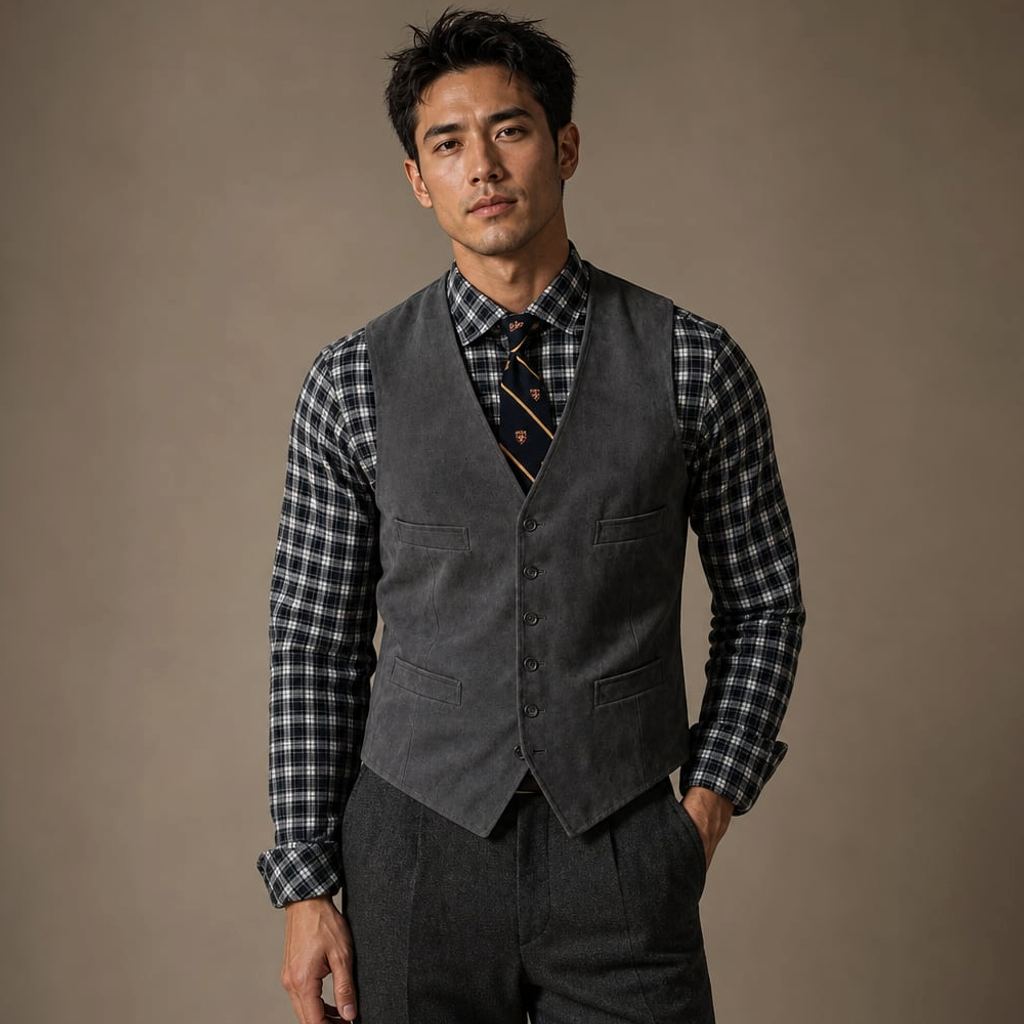 Weste Kunstwildleder Slim Fit – Ulfried