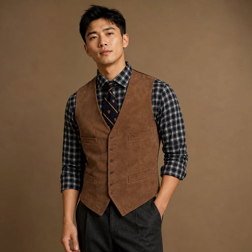 Weste Kunstwildleder Slim Fit – Ulfried