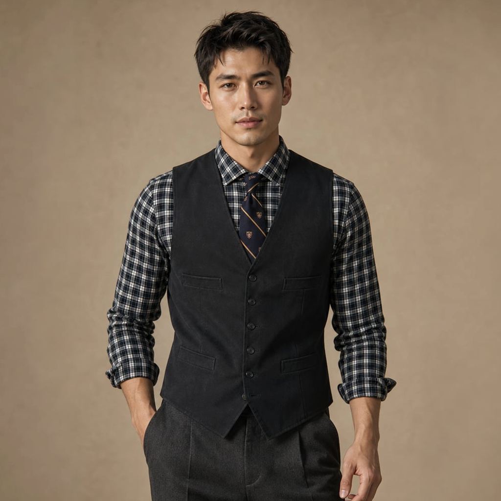 Weste Kunstwildleder Slim Fit – Ulfried