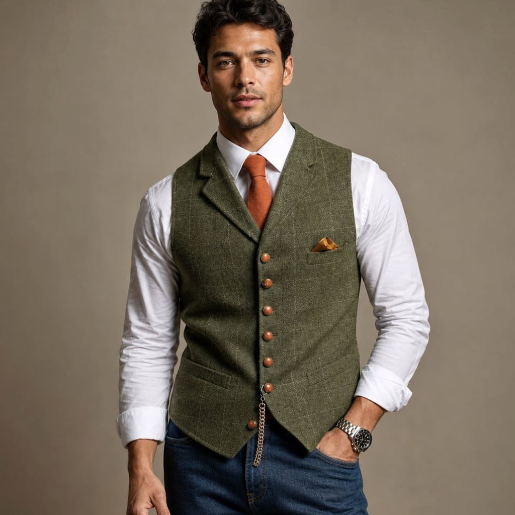 Weste Slim Fit Strukturiert V-Ausschnitt – Ralf