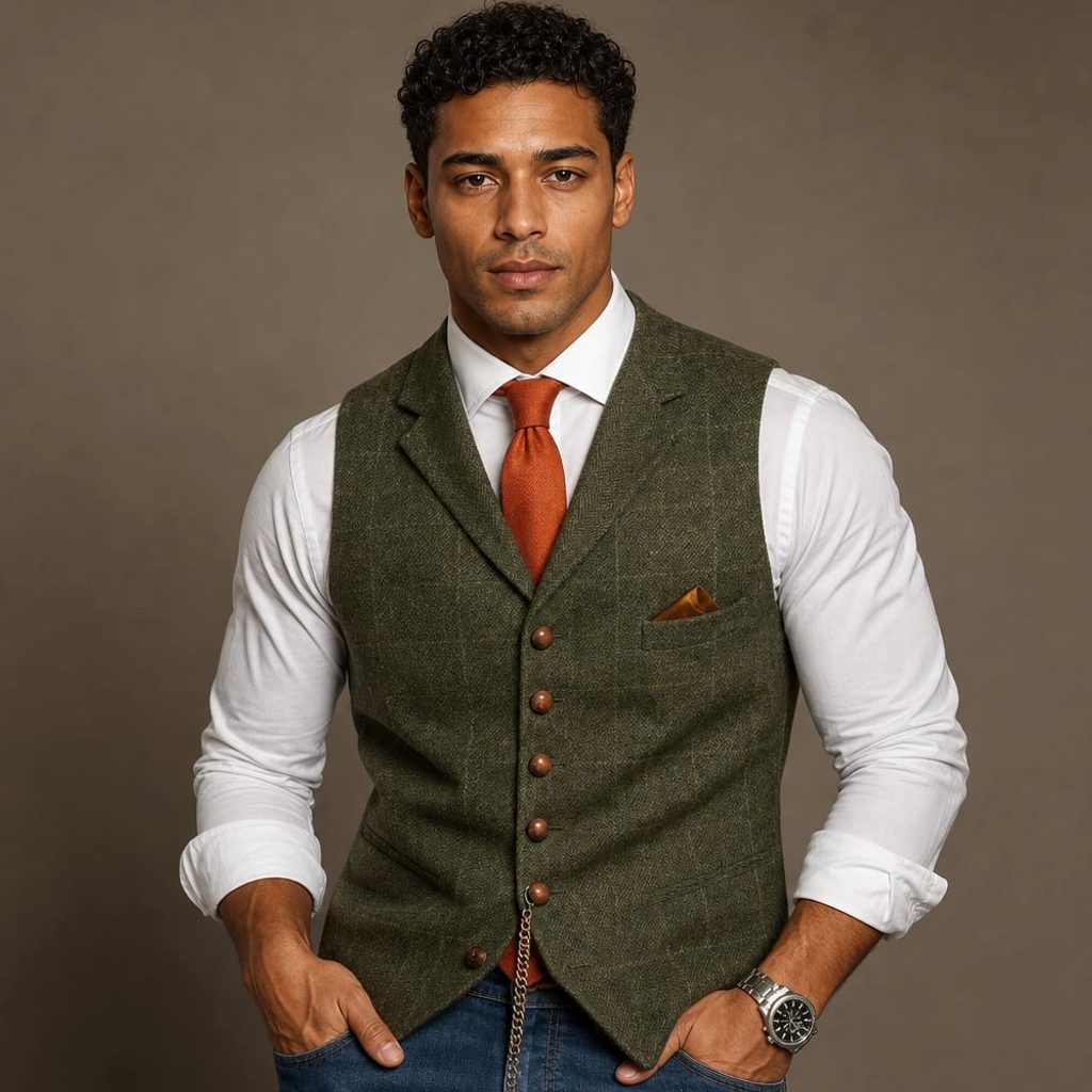 Weste Slim Fit Strukturiert V-Ausschnitt – Ralf