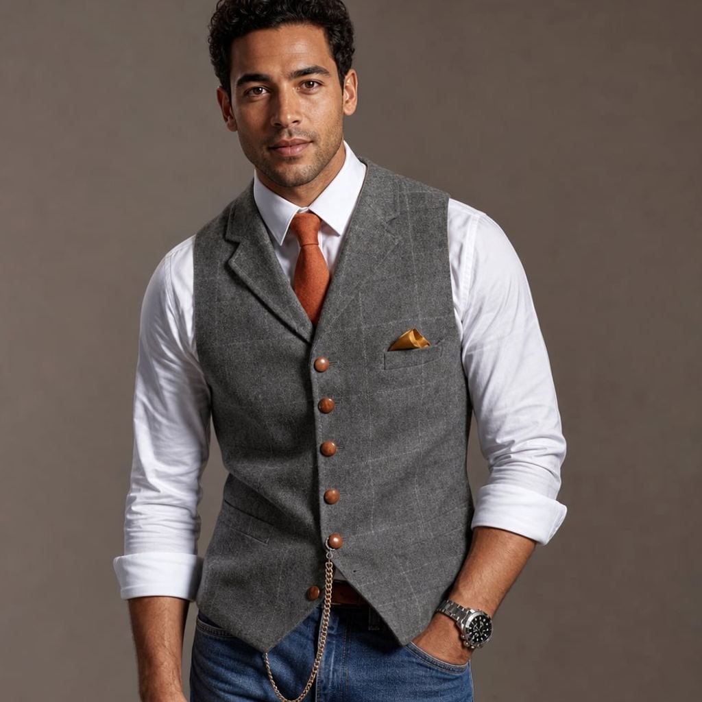 Weste Slim Fit Strukturiert V-Ausschnitt – Ralf