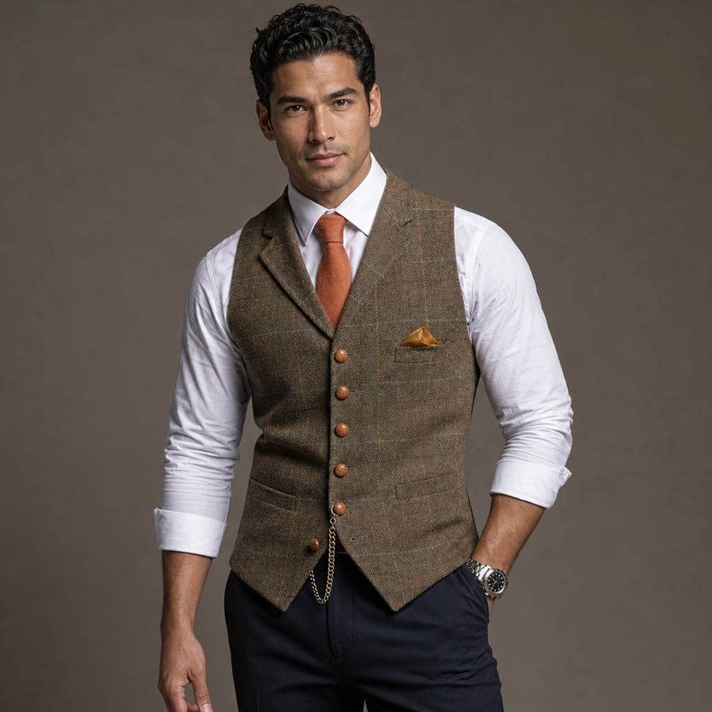 Weste Slim Fit Strukturiert V-Ausschnitt – Ralf