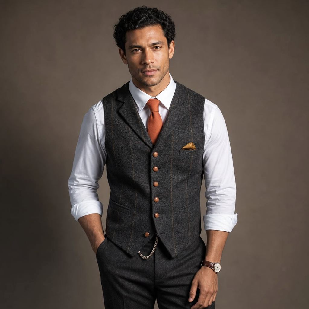 Weste Slim Fit Strukturiert V-Ausschnitt – Ralf