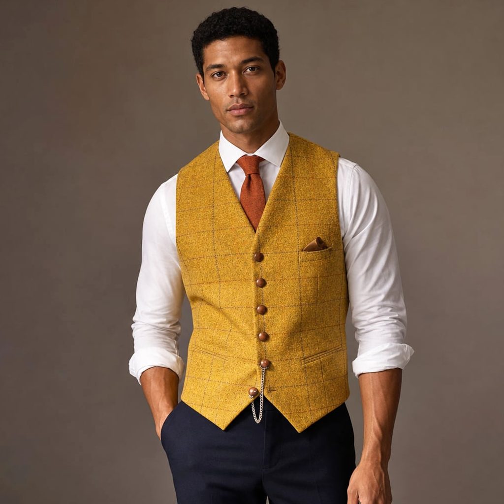 Weste Slim Fit Strukturiert V-Ausschnitt – Ralf