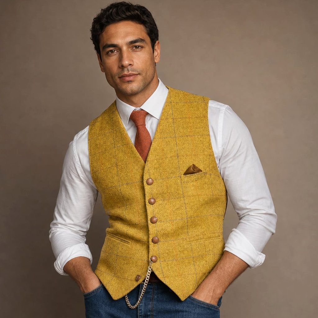 Weste Slim Fit Strukturiert V-Ausschnitt – Ralf
