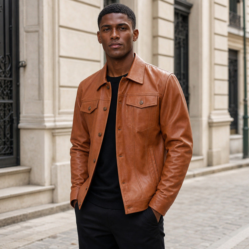 Xavier | Lederjacke Truckerschnitt Sienna